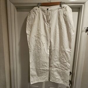 Newport News Flare Leg White Embroidered Jeans